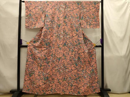 平和屋着物■上質な小紋　型染め　流水花文　正絹　逸品　AABJ7731sx