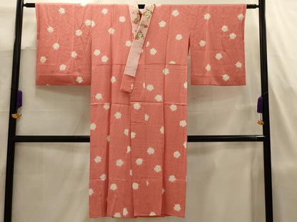 平和屋着物■長襦袢　無双仕立て　絞り　舞花文　半衿刺繍　正絹　逸品　AABJ7735sx