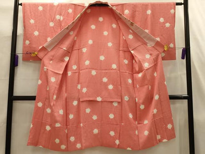 平和屋着物■長襦袢　無双仕立て　絞り　舞花文　半衿刺繍　正絹　逸品　AABJ7735sx