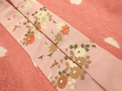 平和屋着物■長襦袢　無双仕立て　絞り　舞花文　半衿刺繍　正絹　逸品　AABJ7735sx