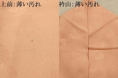 平和屋着物■上質な色無地　草花地紋　洒落柿色　正絹　逸品　AABJ7736sx
