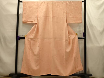 平和屋着物■上質な色無地　草花地紋　洒落柿色　正絹　逸品　AABJ7736sx