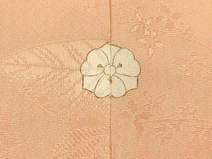 平和屋着物■上質な色無地　草花地紋　洒落柿色　正絹　逸品　AABJ7736sx