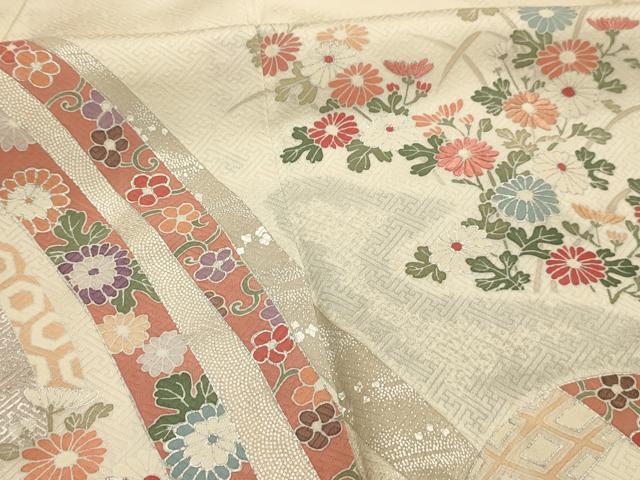 平和屋着物■訪問着　絞り　刺繍　鬘帯花文　銀彩　正絹　逸品　AABJ7740sx