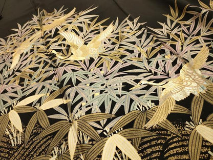 平和屋着物■豪華黒留袖　飛鶴文　金銀彩　正絹　逸品　AABJ7744sx