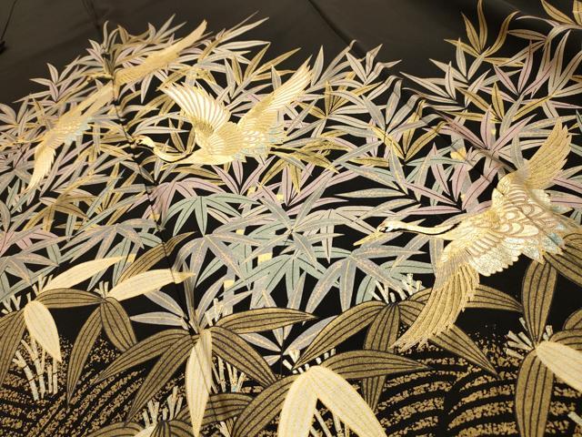 平和屋着物■豪華黒留袖　飛鶴文　金銀彩　正絹　逸品　AABJ7744sx