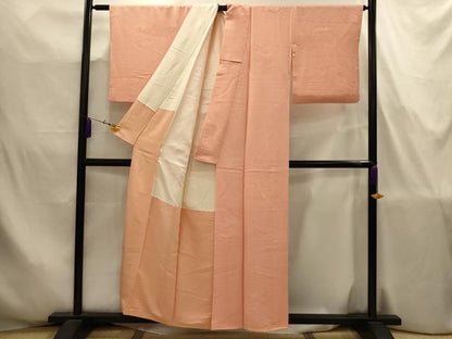 平和屋着物■上質な色無地　雲取り風景地紋　一斤染色　正絹　逸品　AABJ7745sx