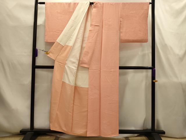 平和屋着物■上質な色無地　雲取り風景地紋　一斤染色　正絹　逸品　AABJ7745sx