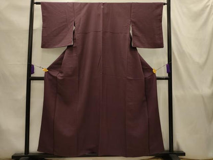 平和屋着物■上質な色無地　紋意匠　紫鳶色　正絹　逸品　AABJ7746sx