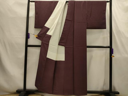 平和屋着物■上質な色無地　紋意匠　紫鳶色　正絹　逸品　AABJ7746sx