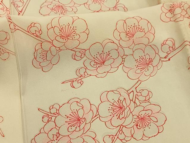平和屋着物■長襦袢　無双仕立て　枝花文　正絹　逸品　AABJ7751sx