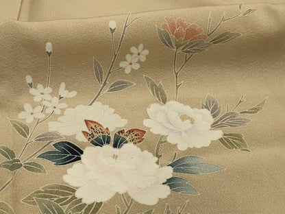 平和屋着物■訪問着　友禅　枝花文　暈し染め　金彩　正絹　逸品　AABJ7752sx