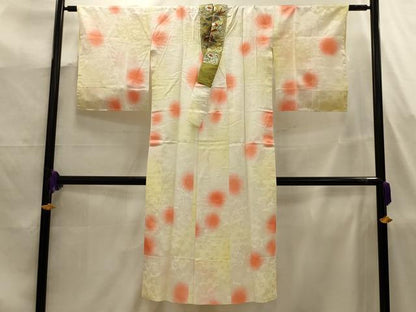 平和屋着物■長襦袢　袷　舞花文　暈し染め　半衿刺繍　正絹　逸品　AABJ7753sx