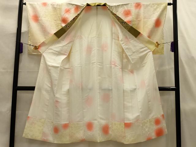 平和屋着物■長襦袢　袷　舞花文　暈し染め　半衿刺繍　正絹　逸品　AABJ7753sx