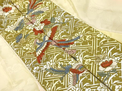 平和屋着物■長襦袢　袷　舞花文　暈し染め　半衿刺繍　正絹　逸品　AABJ7753sx