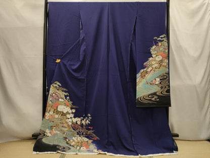 平和屋着物■豪華振袖　流水鴛鴦花文　金彩　仮絵羽　正絹　逸品　未使用　AABJ7755sx