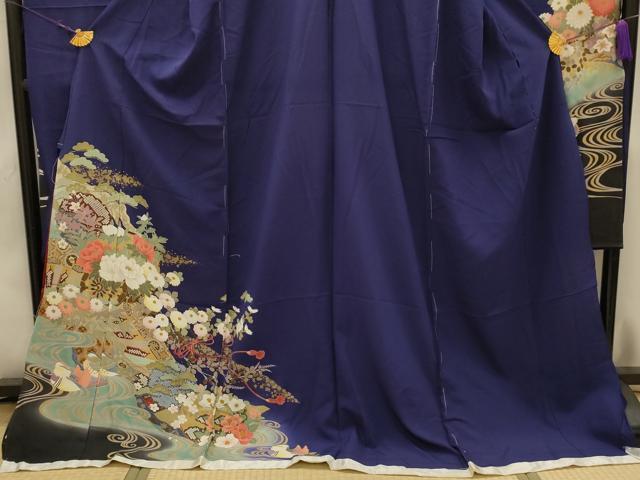平和屋着物■豪華振袖　流水鴛鴦花文　金彩　仮絵羽　正絹　逸品　未使用　AABJ7755sx