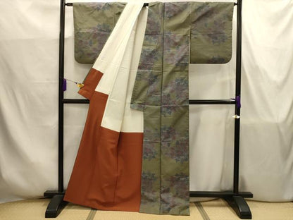 平和屋着物■本場大島紬　草花文　正絹　逸品　AABJ7760sx