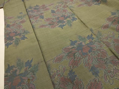 平和屋着物■本場大島紬　草花文　正絹　逸品　AABJ7760sx