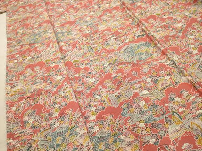 平和屋着物■上質な小紋　松竹梅風景文　正絹　逸品　AABJ7761sx