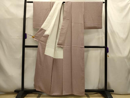 平和屋着物■上質な色無地　作家物　花風景地紋　胡桃染色　正絹　逸品　AABJ7762sx