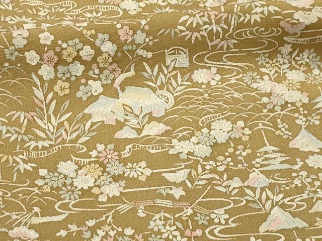 平和屋着物■上質な小紋　松竹梅風景文　正絹　逸品　AABJ7763sx