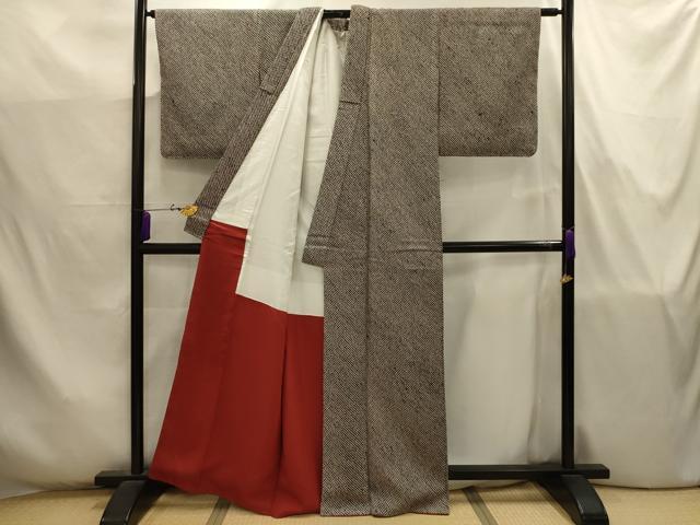 平和屋着物■大変加工の良い総絞り小紋　黒地　正絹　逸品　AABJ7765sx