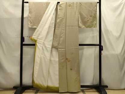 平和屋着物■訪問着　駒刺繍　雪輪花文　暈し染め　金銀彩　正絹　逸品　AABJ7766sx