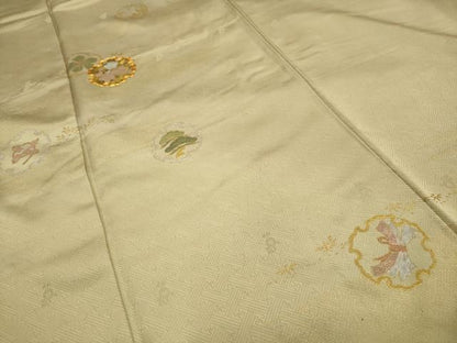 平和屋着物■訪問着　駒刺繍　雪輪花文　暈し染め　金銀彩　正絹　逸品　AABJ7766sx