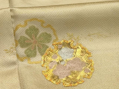 平和屋着物■訪問着　駒刺繍　雪輪花文　暈し染め　金銀彩　正絹　逸品　AABJ7766sx