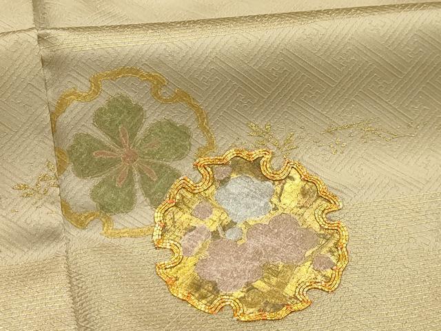 平和屋着物■訪問着　駒刺繍　雪輪花文　暈し染め　金銀彩　正絹　逸品　AABJ7766sx
