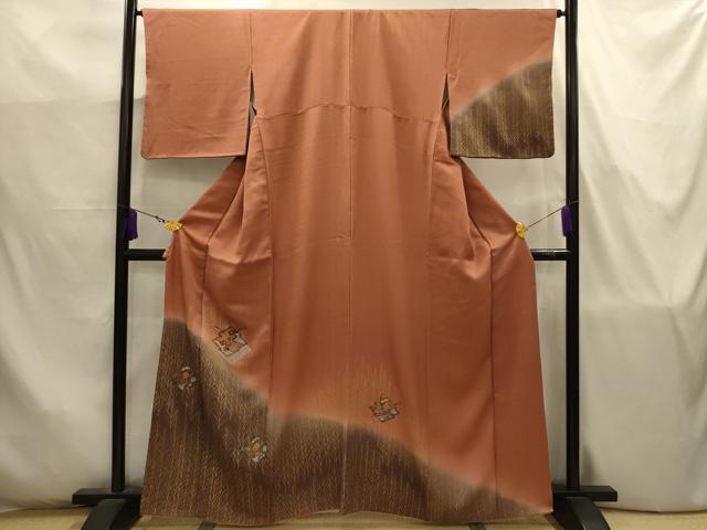平和屋着物■訪問着　松皮菱花文　暈し染め　金銀彩　正絹　逸品　AABJ7767sx