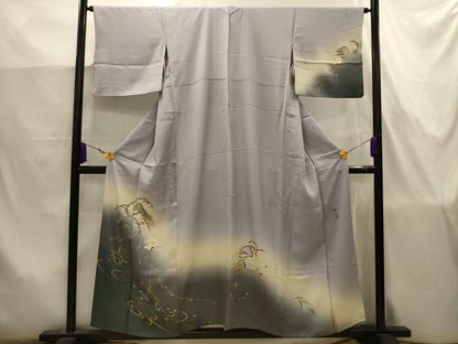 平和屋着物■友禅作家　城戸壇上　訪問着　流水松花文　暈し染め　金彩　正絹　逸品　AABJ7771sx