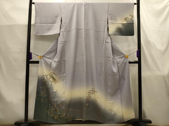 平和屋着物■友禅作家　城戸壇上　訪問着　流水松花文　暈し染め　金彩　正絹　逸品　AABJ7771sx
