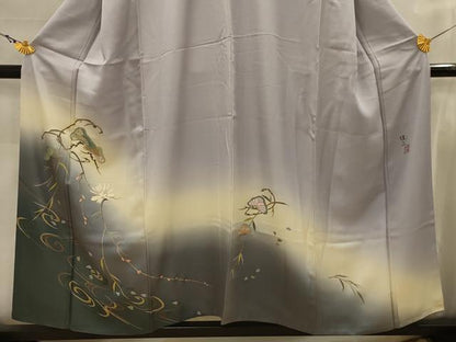 平和屋着物■友禅作家　城戸壇上　訪問着　流水松花文　暈し染め　金彩　正絹　逸品　AABJ7771sx