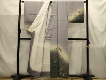 平和屋着物■友禅作家　城戸壇上　訪問着　流水松花文　暈し染め　金彩　正絹　逸品　AABJ7771sx