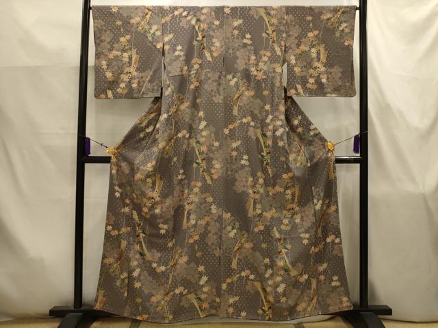 平和屋着物■上質な小紋　花鳥短冊文　正絹　逸品　AABJ7773sx
