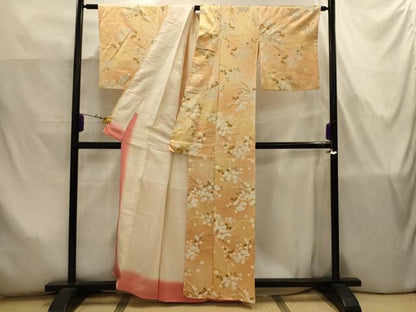 平和屋着物■上質な小紋　草花文　暈し染め　正絹　逸品　AABJ7775sx