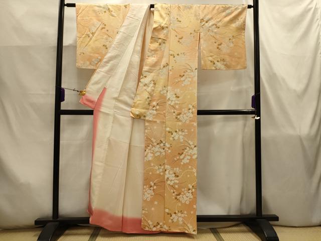 平和屋着物■上質な小紋　草花文　暈し染め　正絹　逸品　AABJ7775sx