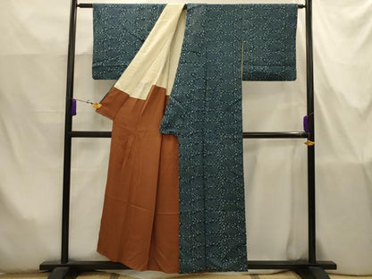 平和屋着物■上質な小紋　型染め　花唐草文　正絹　逸品　AABJ7776sx