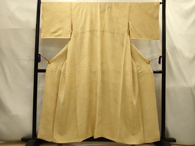 平和屋着物■上質な色無地　吉祥地紋　蜂蜜色　正絹　逸品　AABJ7778sx