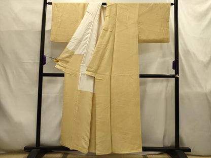 平和屋着物■上質な色無地　吉祥地紋　蜂蜜色　正絹　逸品　AABJ7778sx