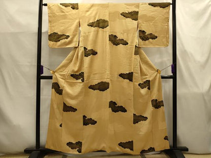 平和屋着物■上質な小紋　雲取風景文　金彩　正絹　逸品　AABJ7784sx
