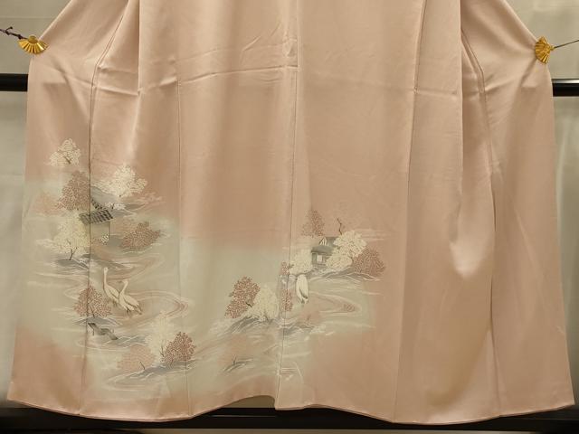 平和屋着物■訪問着　流水花鳥文　暈し染め　正絹　逸品　AABJ7785sx
