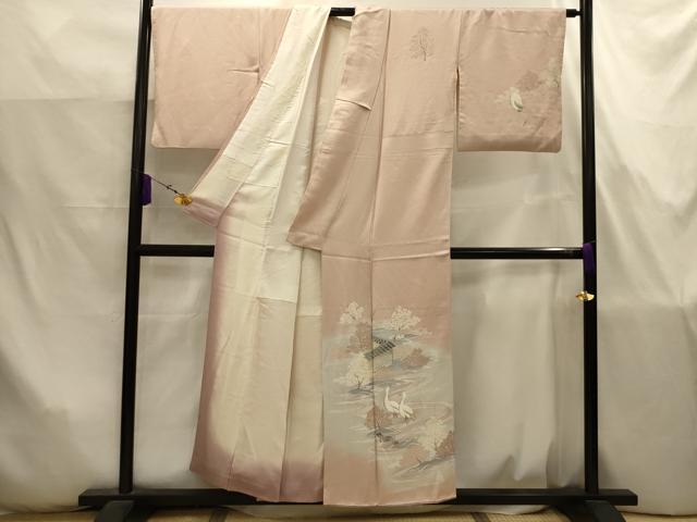 平和屋着物■訪問着　流水花鳥文　暈し染め　正絹　逸品　AABJ7785sx