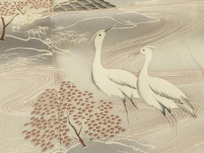 平和屋着物■訪問着　流水花鳥文　暈し染め　正絹　逸品　AABJ7785sx
