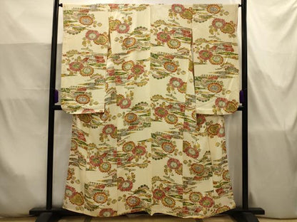 平和屋着物■小振袖　二尺袖　型染め　風景文　正絹　逸品　AABJ7786sx