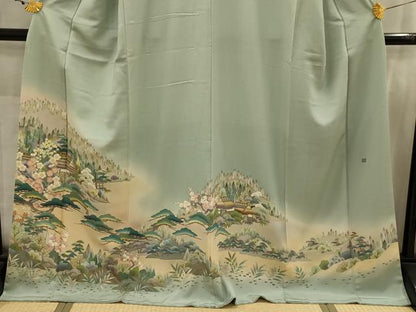 平和屋着物■豪華色留袖　作家物　松竹梅風景文　伊と幸　暈し染め　金彩　反端付き　浜ちりめん　ロング丈　正絹　逸品　AABJ7792sx