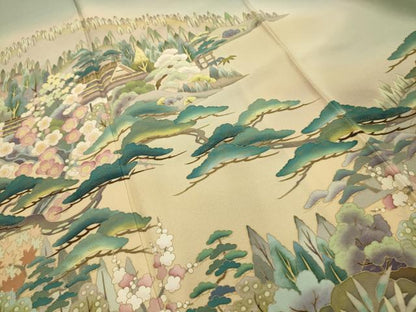 平和屋着物■豪華色留袖　作家物　松竹梅風景文　伊と幸　暈し染め　金彩　反端付き　浜ちりめん　ロング丈　正絹　逸品　AABJ7792sx
