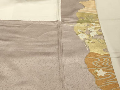 平和屋着物■豪華色留袖　駒刺繍　流水扇面花文　金彩　正絹　逸品　AABJ7794sx